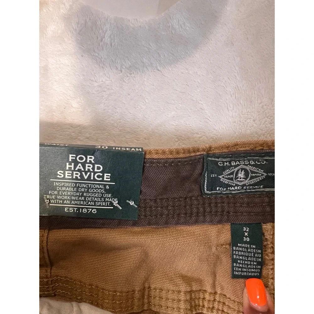 GH Bass Canvas Terrain Stretch Pants Men 32x30 Cargo Dark Khaki Workwear NWT